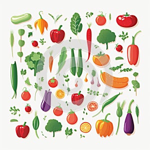 Mega collection of premium quality vector illustrations of fruits and vegetables