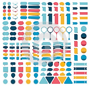 Mega collections of infographics flat design elements, buttons, stickers, note papers, pointers. photo