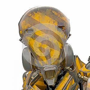 Mega drone soldier robot id portrait front view