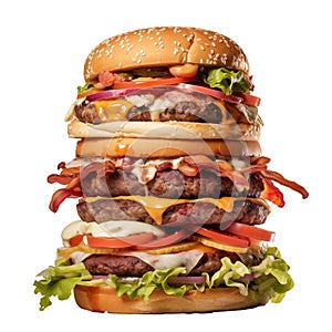 Mega hamburger isolated on white