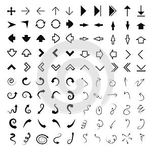 Mega pack of 100 flat arrow icons