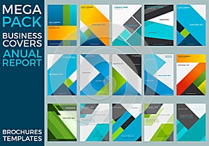 Mega Pack of Business Annual Report Brochure Templates, Squares, Lines, Triangles, Waves