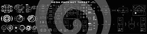 Mega pack set target. HUD futuristic user interface, target. Dashboard display virtual reality technology screen