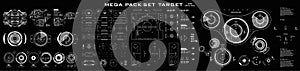 Mega pack set target. HUD futuristic user interface, target. Dashboard display virtual reality technology screen