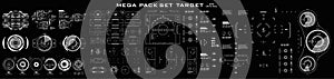 Mega pack set target. HUD futuristic user interface, target. Dashboard display virtual reality technology screen