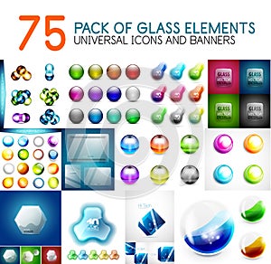 Mega pack of vector glass glossy design elements