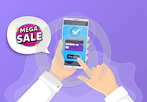 Mega sale bubble. Discount banner shape. Vector