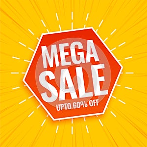 mega sale discount offer yellow template bargain and save big