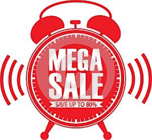 Mega sale red alarm clock, vector