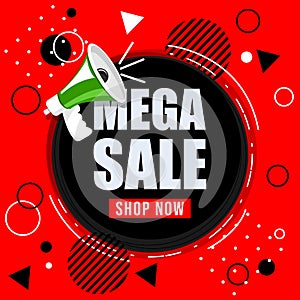 Mega Sale. Red and Black sale shapes. photo