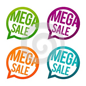 Mega sale round Buttons on white Background