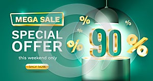 Mega sale special offer 90, Stage podium percent, Stage Podium Scene with for Award, Decor element background.