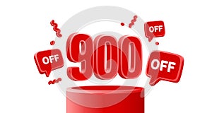 Mega sale special offer, 900 off sale banner. Sign board promotion. Vector illustration