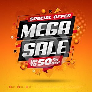 Mega Sale Special Offer Square Design Vector Illustration