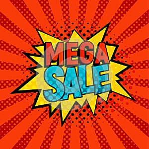 Mega Sale star bubble comic style vector illustration