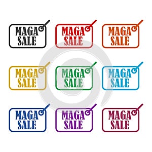 Mega sale sticker icon or logo, color set