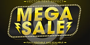 Mega sale text effect, editable shopping and offer text style