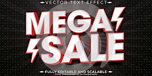 Mega sale text effect, editable shopping and offer text style