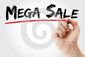 MEGA SALE text with marker, concept background
