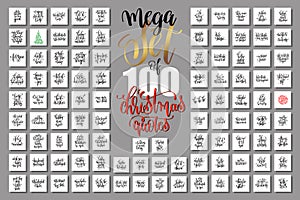 Mega set of 100 christmas lettering quotes to new year