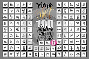 Mega set of 100 hand lettering quotes about fitness and healthy