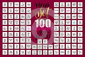 Mega set of 100 hand lettering valentines and wedding quotes