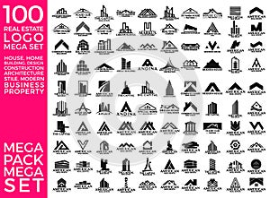 Mega Set and Big Group, Real Estate, Building and Construction Logo Vector Design