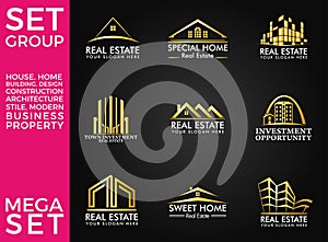 Mega Set and Big Group, Real Estate, Building and Construction Logo Vector Design