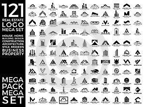 Mega Set and Big Group, Real Estate, Building and Construction Logo Vector Design