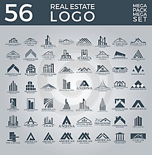 Mega Set and Big Group, Real Estate, Building and Construction Logo Vector Design