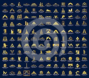 Mega Set and Big Group, Real Estate, Building and Construction Logo Vector Design