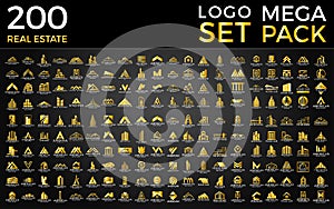 Mega Set and Big Group, Real Estate, Building and Construction Logo Vector Design photo