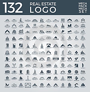 Mega Set and Big Group, Real Estate, Building and Construction Logo Vector Design