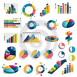 Mega set of charts, graphs, circle charts. photo