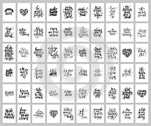 Mega set of 60 hand written lettering positive inspirational quo