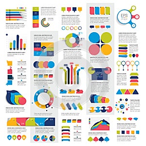 Mega set of infographics elements charts, graphs, circle charts, diagrams, speech bubbles.