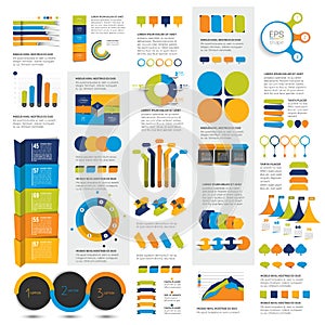 Mega set of infographics elements charts, graphs, circle charts, diagrams, speech bubbles.