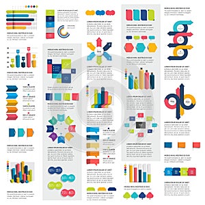 Mega set of infographics elements charts, graphs, circle charts, diagrams, speech bubbles.