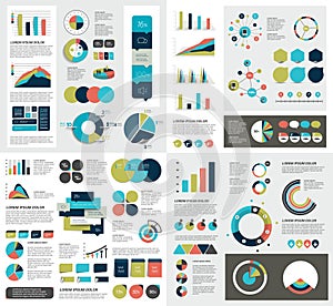 Sada skladajúca sa z infografiky prvky grafy grafy kruh grafy diagramy reč bubliny. byt a  trojrozmerný dizajn 