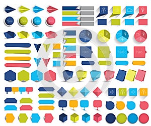 Mega set of infographics flat design elements, schemes, charts, buttons, speech bubbles, stickers. photo