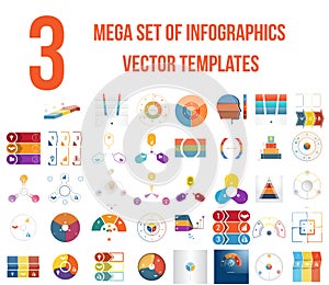 Mega set of infographics.Vector templates 3 positions