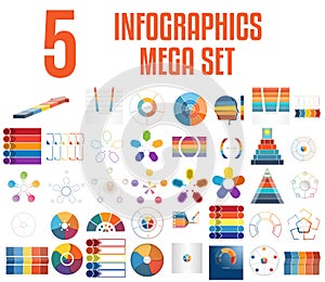 Mega set of infographics Vector templates 5 positions