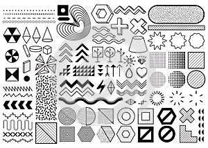 Mega set of memphis design elements, template for your project.