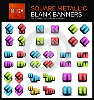 Mega set of square metallic sale buttons, banners or design elements