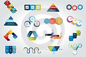 Mega set of 3 steps infographic templates, diagrams, graph, presentations, chart photo