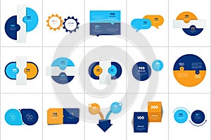 Mega set of two elements, steps chart, diagram, scheme. Circle, round design