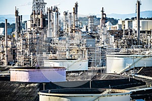 Mega structures of large oil refinery in california