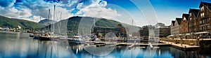 Mega wide panorama of Tromso city background