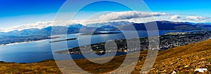 Mega wide panorama of Tromso city background