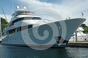 Mega Yacht Tied up at Dock photo